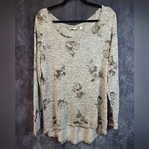✨️3/$25✨️Reitmans Gray Floral Long Sleeve Sweater Top